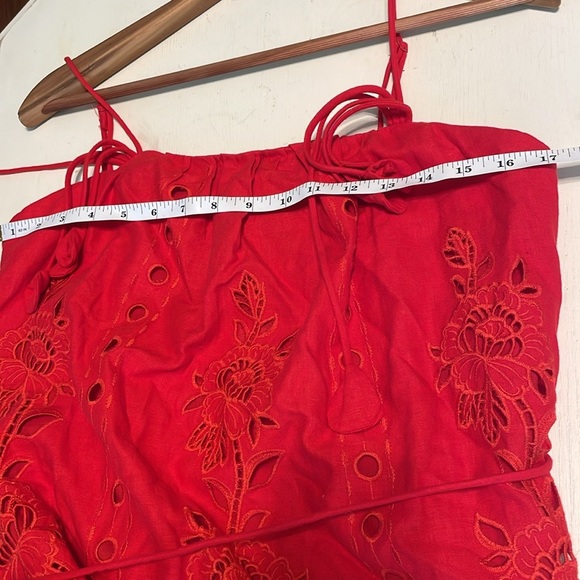 New Farm Rio Porcelain Garden Red Linen Midi Dress size Small - Picture 14 of 17